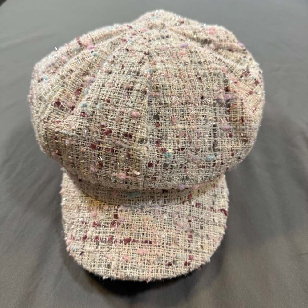 Odiva Pastel Pink Tweed Newsboy Cabbie Hat